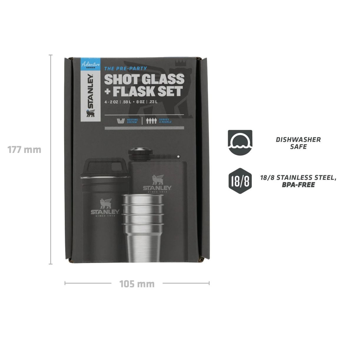 Stanley Adventure Pre-Party Shot Glass + Flask Set 