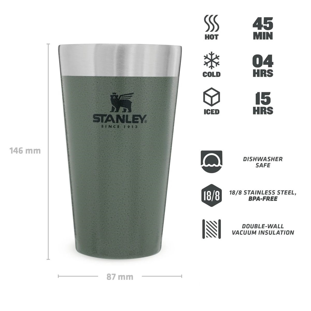 Stanley Adventure Stacking Beer čaša 0.47L zelena 