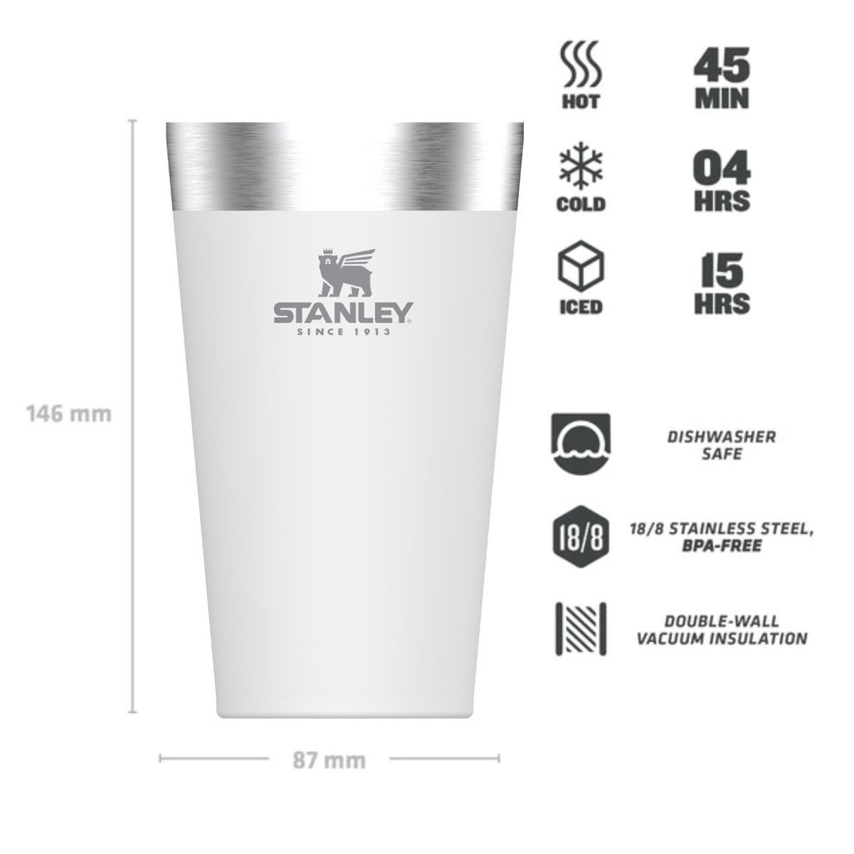 Stanley Adventure Stacking Beer čaša 0.47L bijela 