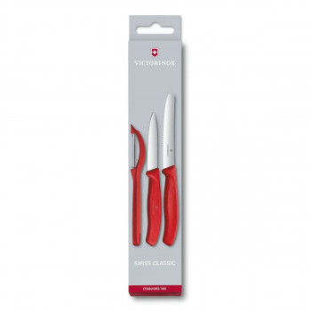 VICTORINOX set kuhinjskih noževa 3 komada crvena 