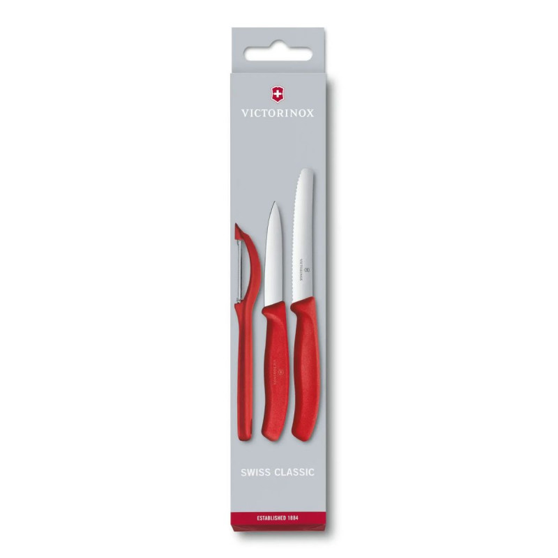 VICTORINOX set kuhinjskih noževa 3 komada crvena 