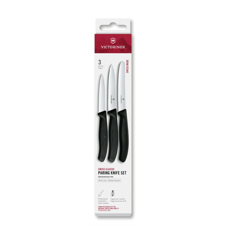 VICTORINOX Set kuhinjskih noževa 3kom crni 